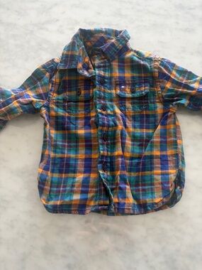 Tommy Hilfiger Blue, Orange & Green Plaid Button-Down Shirt